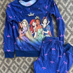 Disney Blue and Pink Pajama Set with Princess Theme